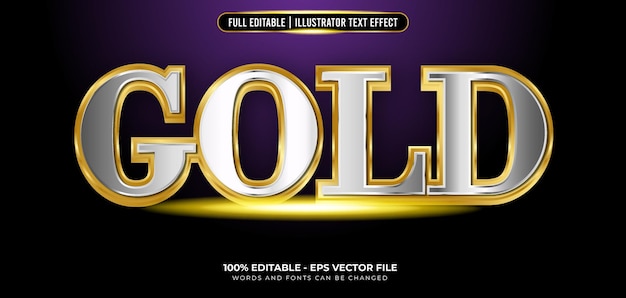 GOLD 3D TEXT EFFECT WITH SILVER