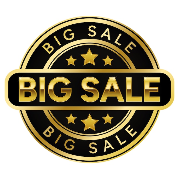 Gold Big Sale stamp sticker with Stars vector illustration