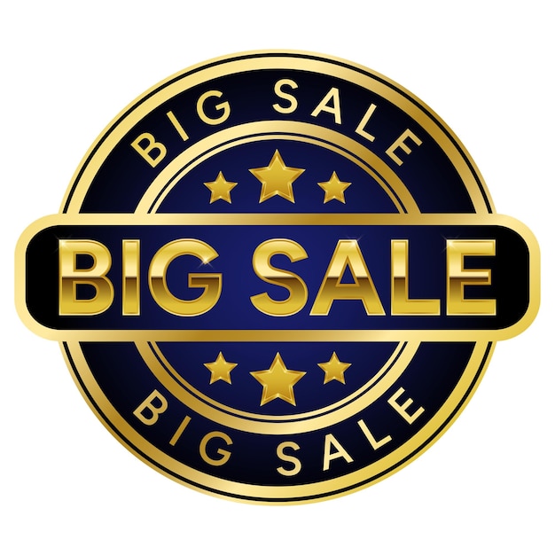 Gold Big Sale stamp sticker with Stars vector illustration