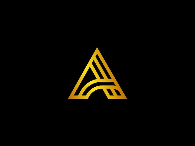 Gold letter a on a black background