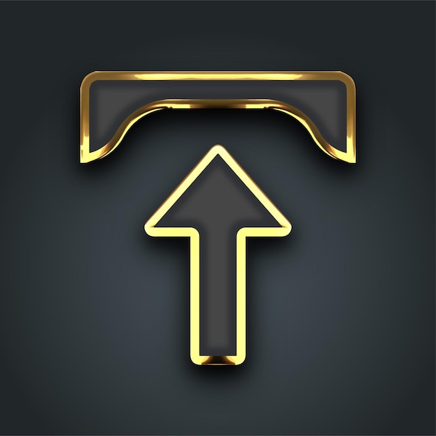 gold line vector upload icon on dark background