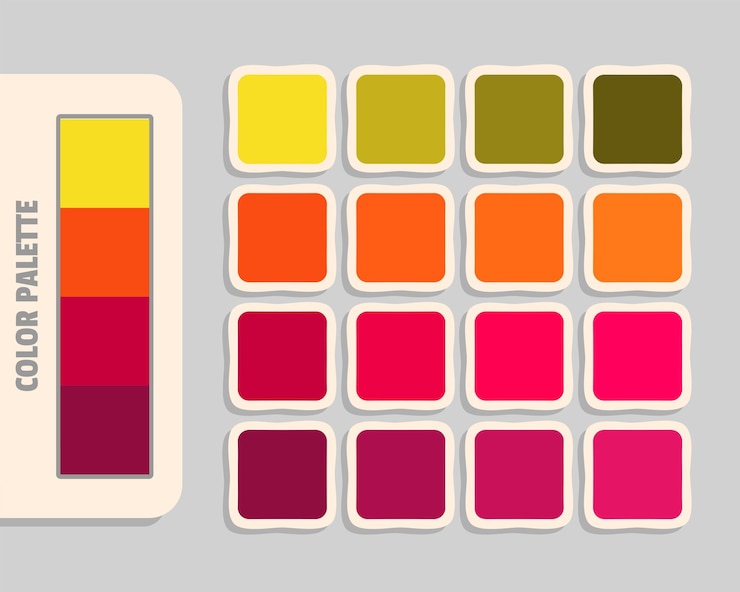 Vector gold orangered crimson brown color palette rgb colors matching harmonious colours