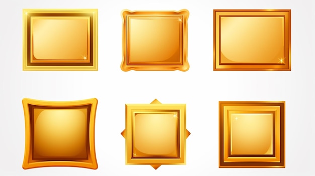 gold square frames with a gold frame and a white background