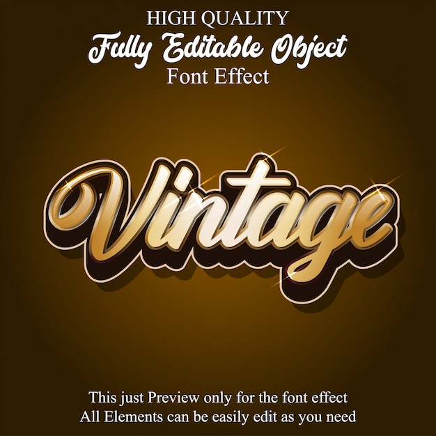 gold vintage script text style editable font effect