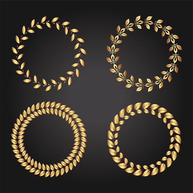 Golden award wreath round laurel wreath circle floral frame