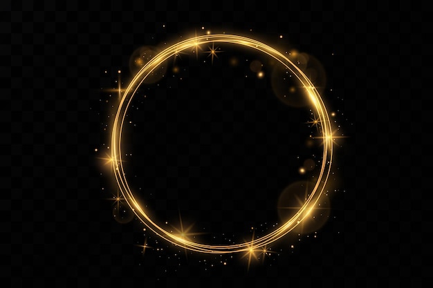 Golden circle with fire effects.Light effect.Vector.