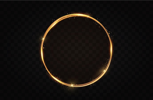 Golden circle with fire effects.Light effect.Vector.