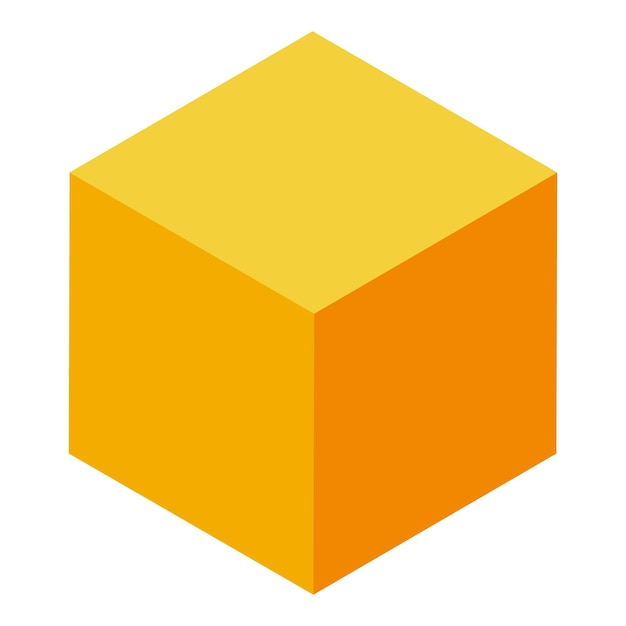 Golden cube icon isometric vector Brick game piece