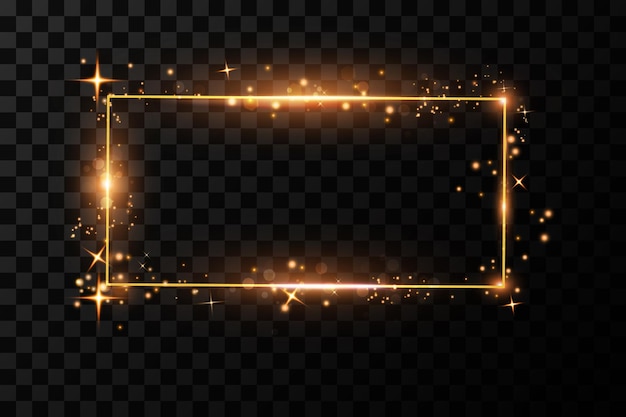 Golden frame with lights effects illustration