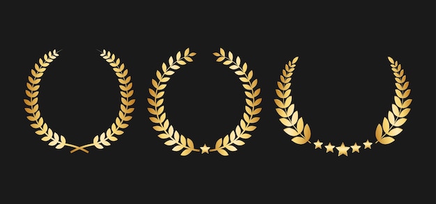 Golden Laurel Wreath Vector Collection for Awards and Achievements
