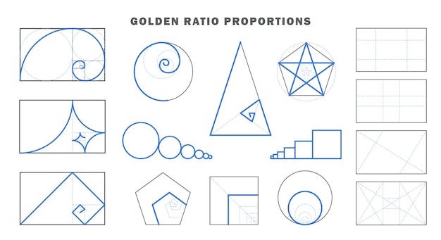 Golden ratio proportions template Mathematics and geometry sequence grids