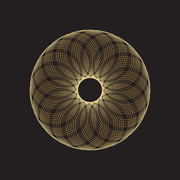 Golden Torus Yantra Abstract Geometric Element Vector on Black Background