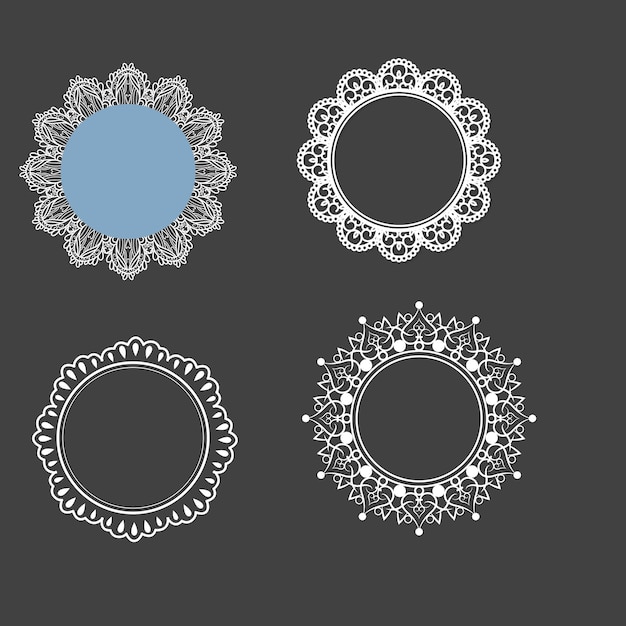 Golden vintage round frame set Circular border with decorative ornament