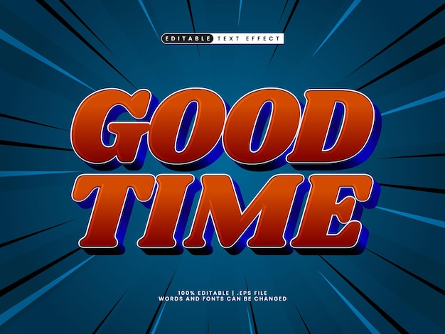 good time editable text effect in kids and simple text style