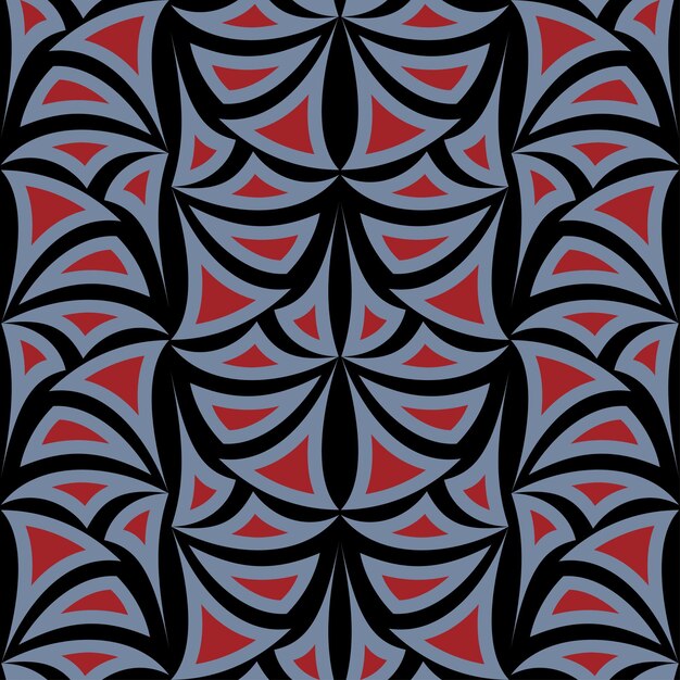 Gothic seamless pattern Red gray elements on black background Fantasy figures in medieval colors