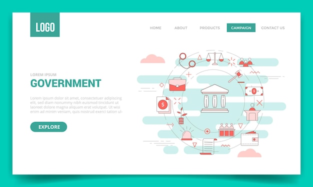 Government concept with circle icon for website template or landing page homepage vector