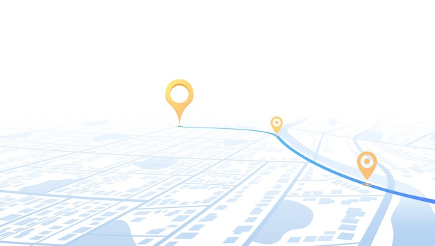 gps navigation to pins and multiple markers on route city map featuring directional signs an