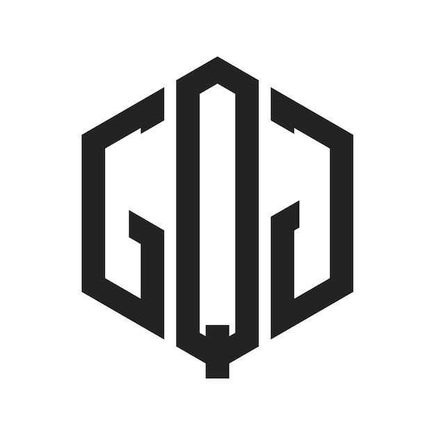 GQJ Logo Design Initial Letter GQJ Monogram Logo using Hexagon shape