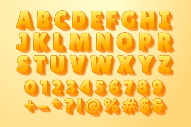 Gradient 3d numbers element
