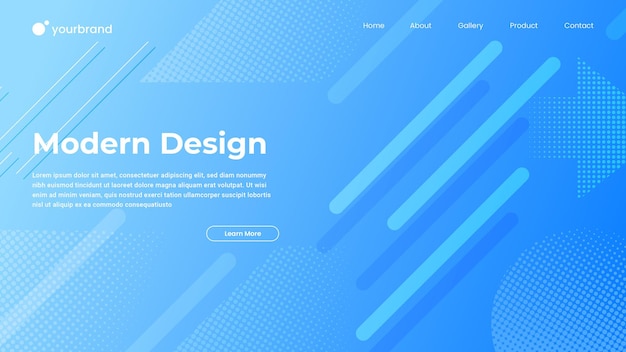 Gradient abstract fluid landing page design premium vector