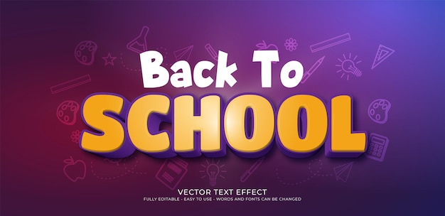 Gradient banner Back to school editable 3d style effect