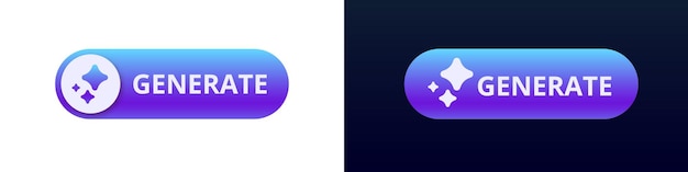 Gradient button design with sparkles and generate text variation for digital interfaces