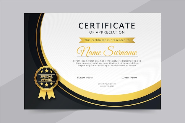 Gradient certificate of appreciation template