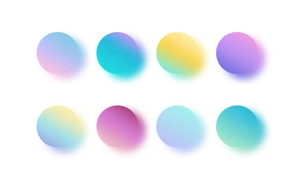 Gradient circles with colorful shadow Blurred watercolour brush samples