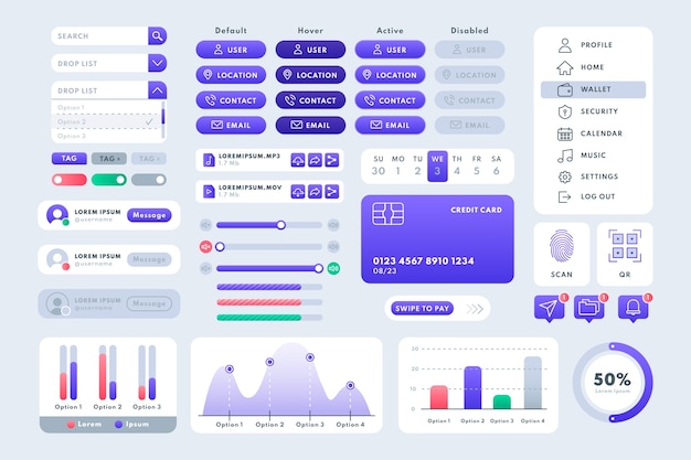gradient colored ui kit collection