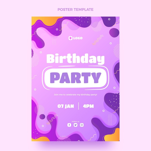 Gradient colorful birthday poster template
