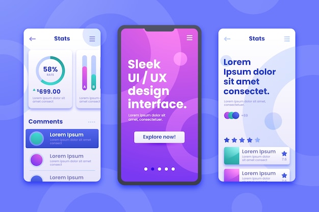 gradient colorful web button set