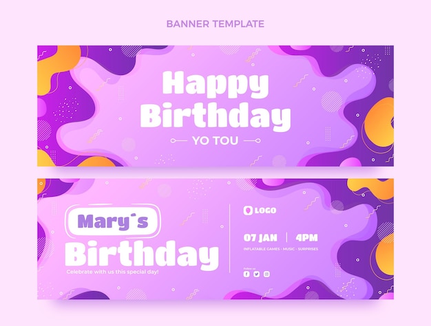 Gradient dynamic birthday horizontal banners