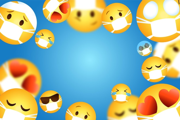 Gradient emoji with face mask background