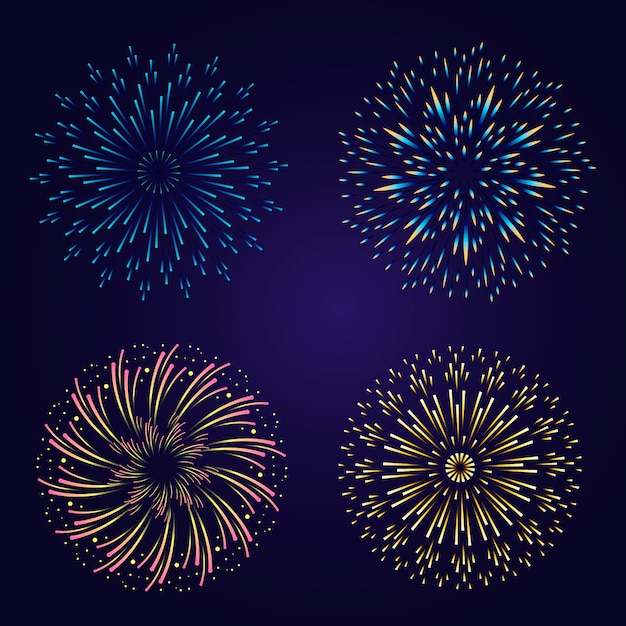 Gradient firework collection illustration