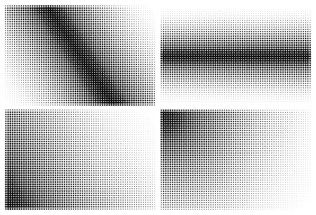 Gradient halftone dotted patterns set of abstract halftone gradient horizontal patterns
