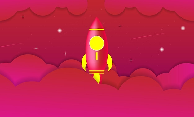 Gradient space with rocket background