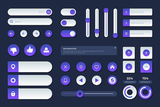 gradient user interface kit collection