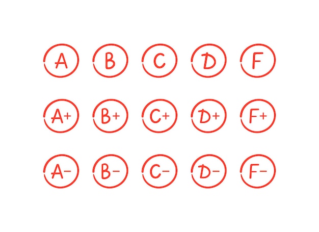 grading system. grades set isolated on white background. vector illustration