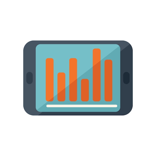 Graph chart tablet icon flat vector Document report Data file isolated