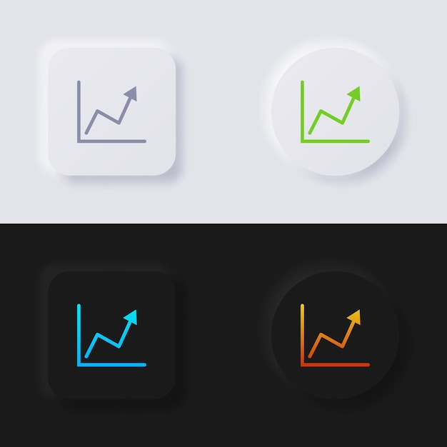 Graph icon set, Multicolor neumorphism button soft UI Design for Web design.