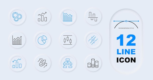 Graph line icon set Work function plan drawing mathematics diagram schedule work schedule geometry sheet diagram Neomorphism style Vector line icon for Business