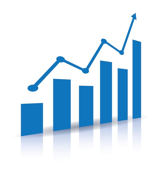 graph with arrow and increase report diagram with the progress of rise and success vector