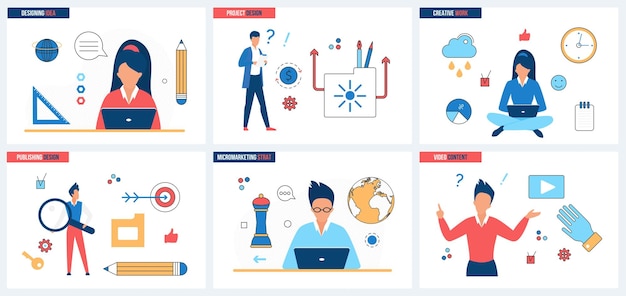 graphic design content strategy set process of ideas creation in studio agency video