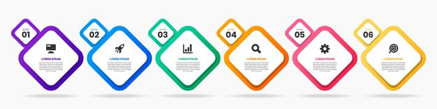 Graphic of Infographic Element Design Templates with Icons and 6 Numbers