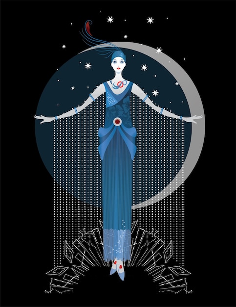 graphic silhouette of a art deco woman