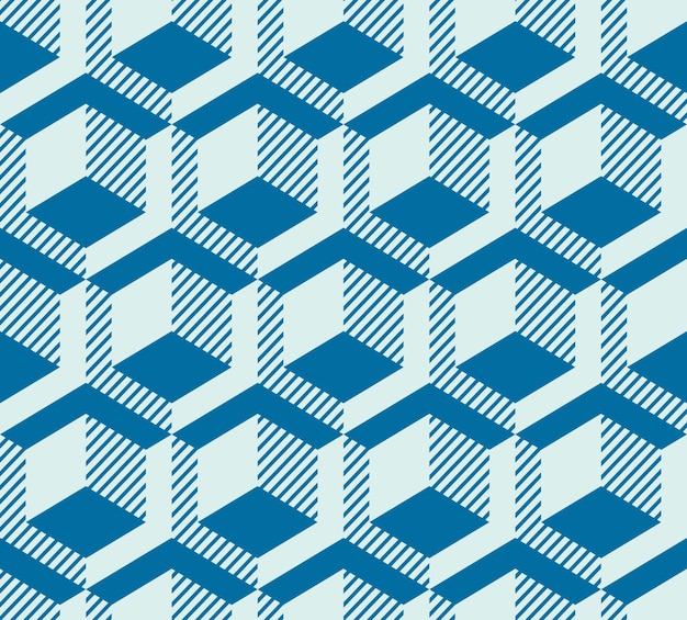 Graphic simple ornamental tile, vector repeated pattern made using cubes and hexagons. Vintage art abstract seamless texture can be used as wallpaper and in textile design.
