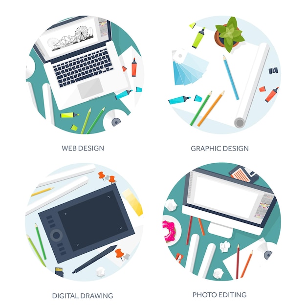 Graphic web design drawing and painting development illustration sketching and freelance user
