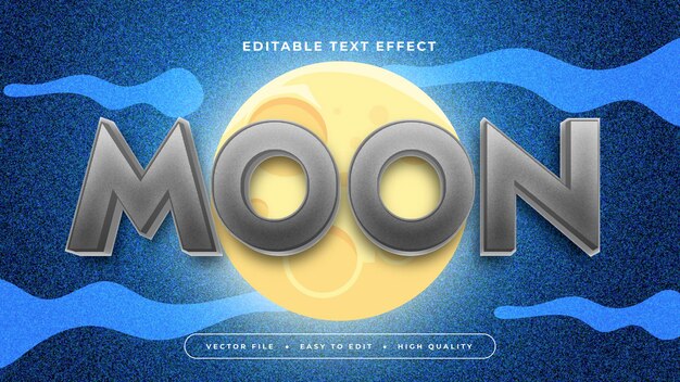gray grey yellow and blue moon 3d editable text effect font style