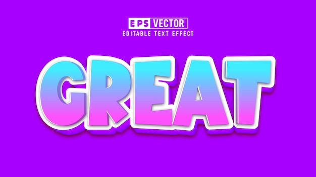 great 3d editable text effect vector with background