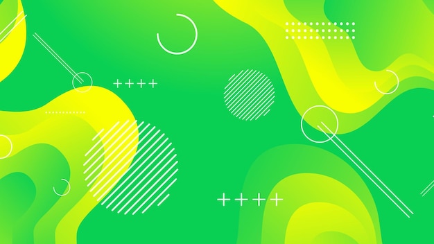 Green and yellow gradient fluid wave abstract background